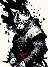 Ink wash cat samurai dD9E1B