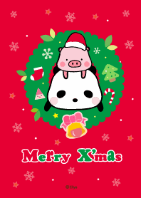 Merry X'mas with panda & pig by Ellya