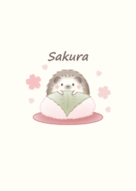 Hedgehog and Sakura -beige-