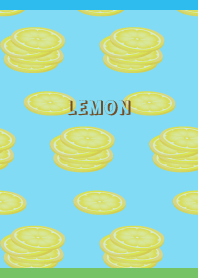 LEMON slices on blue