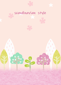Cute Nordic pink forest.