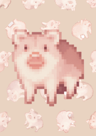 Pig Random Theme Pixel Beige02