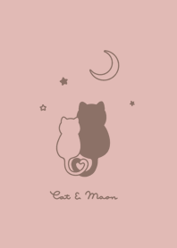 Cat & Moon 2 (snuggling)line/redbrown