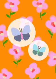 南国の花＊くすみピンクとシンプルオレンジ