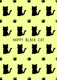 HAPPY BLACK CAT SILHOUETTEj-LEMON YELLOW