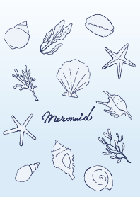 Mermaid princess shell -water blue