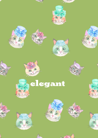 Elegant cat on moss green