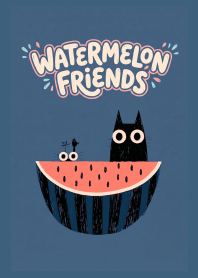 Big eyes behind the watermelon