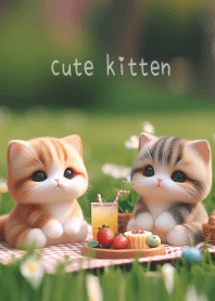 可愛小貓在野餐