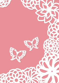 切り絵花、桃色