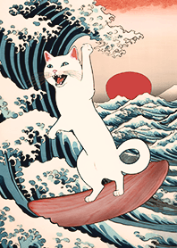 Funny Ukiyoe Edo Surf Cat2