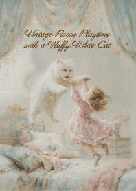 Vintage Room Playtime with a White Cat