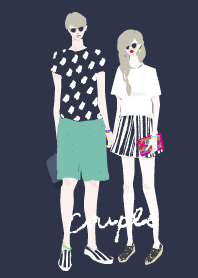 Couple - white & navy color
