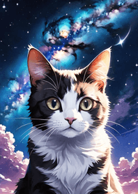 夜の月と星の猫 2CdA82
