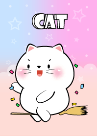 Cute Naughty White Cat Theme