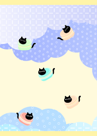 かわいいマカロン猫 薄い黄色