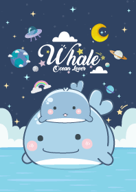 Whale Ocean Night Blue