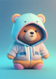Baby Bear wears a hoodie