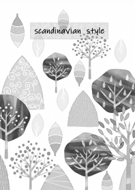 The back of a Nordic monochrome forest.