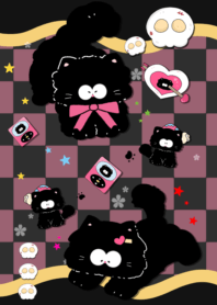 black cat white skull