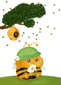 ผึ้งน้อยตัวอ้วน ถือดอกเดซี่