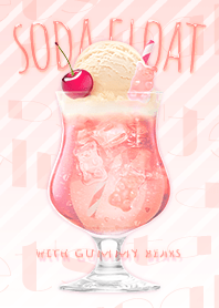 Soda Float w/gummy bears -  PEACH PINK