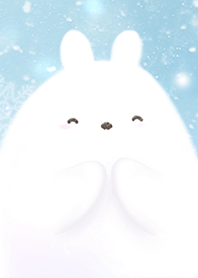 Cute winter snow rabbit blue