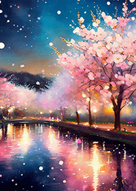 Beautiful night cherry blossoms#1440