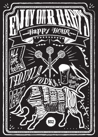 ダーツ屋さんの黒板アート風