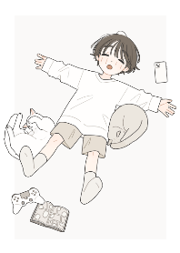Sleepy boy with his lovely cats