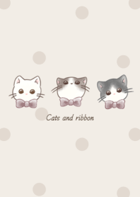 Cats and Ribbon -pink- dot