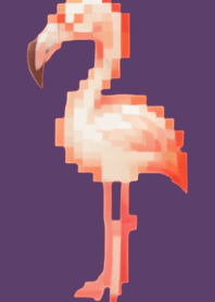 Tema Seni Piksel Flamingo Ungu 05