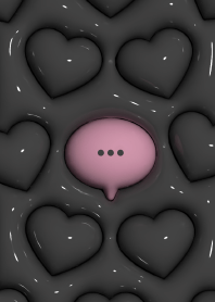 Plump heart pattern [ Black & Pink ]
