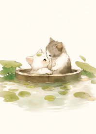 Cat takes a hot spring bath 7