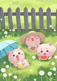 Cute Pigs on Grassy field