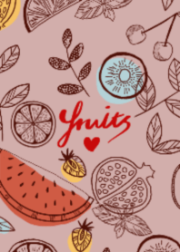 カラフルフルーツ/ピンクベージュ