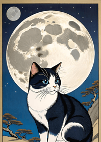 Cat under the Moon D11747