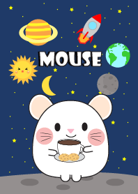 Cute white mouse In Galaxy Theme