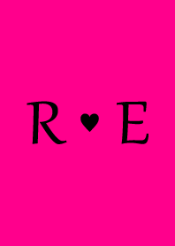 Initial "R & E" Vivid pink & black.