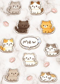 น่ารักและมีลายแมวเต็มไปหมด (สีน้ำตาล)