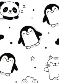 Kawaii Critters Pattern (B/W 05)