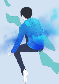 Blue space and boy