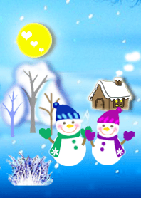 Snowman couple in love