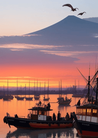 Dock morning mist sunset 632A6E