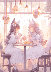 Afternoon tea with the catgirl sisters