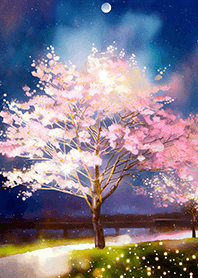 Beautiful night cherry blossoms#884