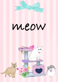 meow（猫と花とリボン）