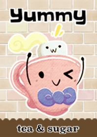 美味可愛的茶和糖的食物朋友