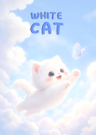 Pretty White Cat In Sky Land