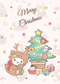 Cute cat with Christmas party ;) (Brown)